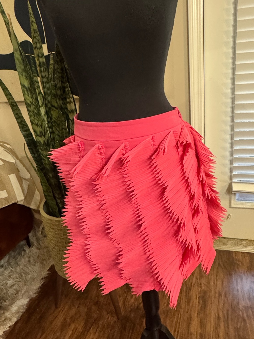 Vibrant Pink Textured Mini Skirt
